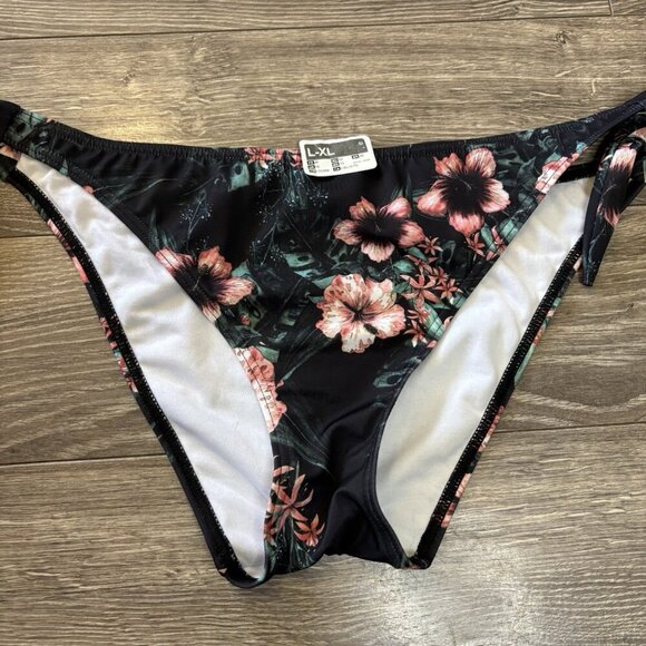 Aqua La Vie En Rose Bikini BOTTOM ONLY Full Lined Tie-Side Floral Print L/XL NEW - Picture 2 of 10